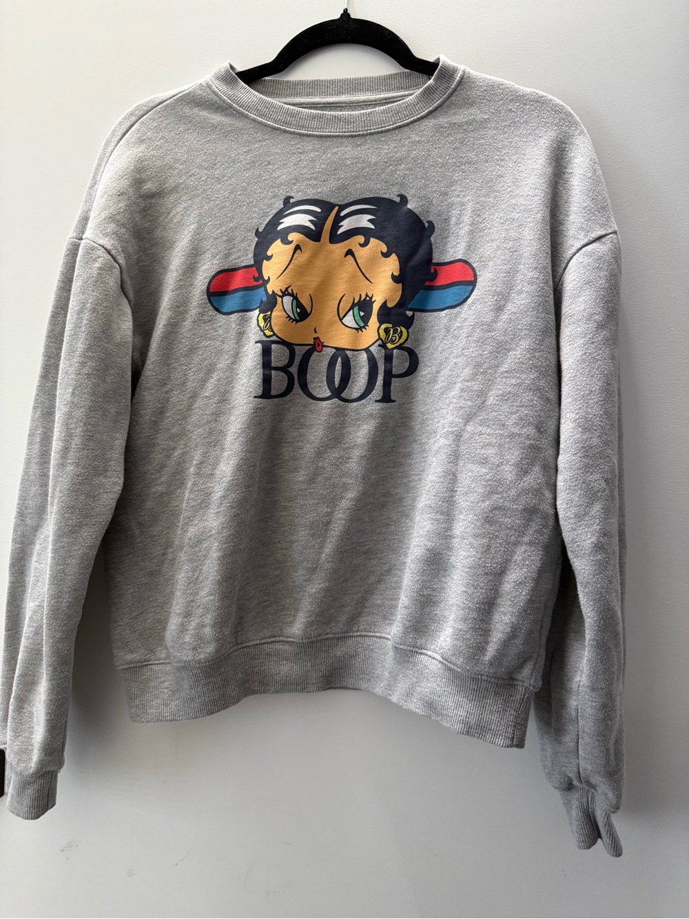Forever 21 Gray Betty Boop Graphic Sweatshirt with Red & Blue Accents